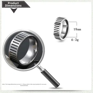 Detail view of vine patterned stainless steel ring with 19mm diameter and 6.3g weight