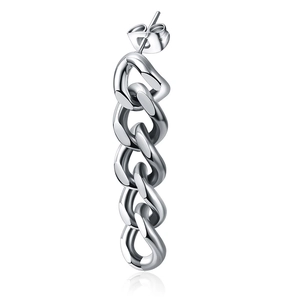 Minimalist Titanium Steel Cuban Link Chain Drop Earrings For Women Punk Industrial Style Polished Metallic Earrings