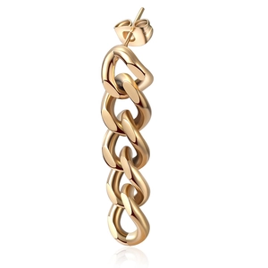 Minimalist gold chain earrings featuring interlocking oval links in polished stainless steel