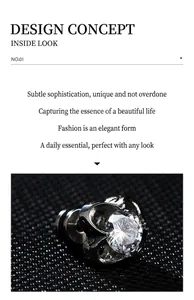 Macro detail of crown cubic zirconia stud earring with black vintage steel base