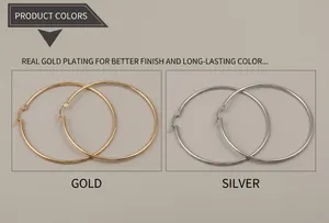 Comparaison détaillée de grandes boucles d'oreilles créoles en finitions or et argent