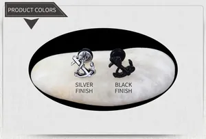 Detailed view of anchor-shaped stainless steel stud earrings in steel and black finish