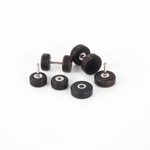 Boucles d'oreilles haltères rondes en bois marron foncé de style hip hop et métal