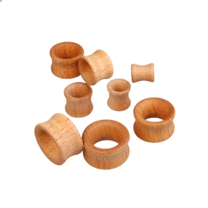 Natural rosewood double flare ear gauges set with unique wood grain texture