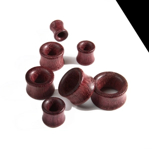 Set of natural purple heart wood ear tunnels with polished concave flared design