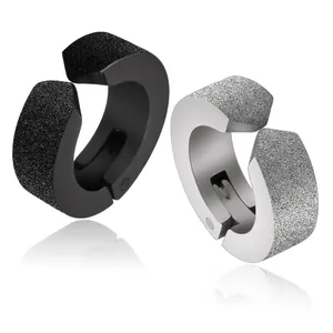 Matte Titanium Steel Alloy Clip-on Hoop Earrings For Men Women Non-Pierced Minimalist Punk Jewelry Electroplated Geometric Earrings