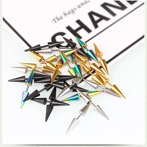 Punk style stainless steel spike stud earrings in black, gold, silver and multicolor