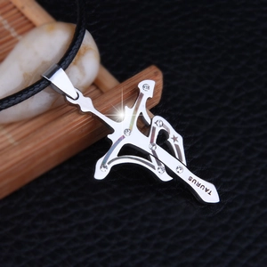 316L stainless steel Taurus zodiac pendant necklace with sparkling crystal inlay
