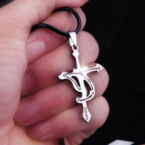 Pendentif croix Vierge en acier inoxydable 316L avec zircon et cordon tressé