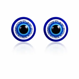 Ethnic Evil Eye Magnetic Stud Earrings Non Pierced Resin Turkish Blue Eye Glitter Decorative Fashion Jewelry Ear Clips Unisex