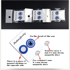Evil Eye magnetic stud earrings for men and women with 5mm strong magnet discs
