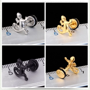 Orecchini a perno geco vintage in acciaio inossidabile argento oro e nero con scala