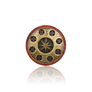 Bijou d'oreille de style OVNI en alliage et bois avec relief en étoile de bronze