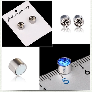 Détails de boucles d'oreilles magnétiques en titane de 6mm avec cristaux et dimensions