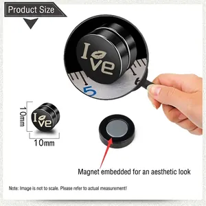 10mm black magnetic stud earring for non-pierced ears with Love and lip print patterns