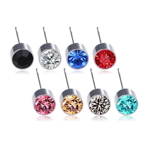 Lot de 8 paires de boucles d'oreilles clous en cristal coloré en acier titane mixte