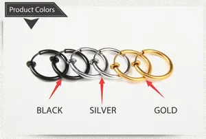 Three pairs of spring clip-on earrings in black, steel, and gold finishes for non-pierced ears