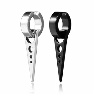Stainless Steel Cross Triangle Ear Cuffs Non Pierced For Men Women Gothic Punk Artificial Pearl Clip On Hoop Earrings Jewelry