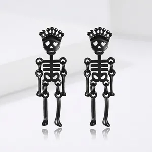 Punk Gothic Stainless Steel Skeleton Skull Stud Earrings For Men Women Crown Heart Eyes Halloween Party Hip Hop Jewelry