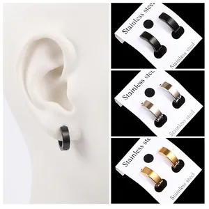 Punk style stainless steel cross ear cuffs set in black, silver, and gold colors