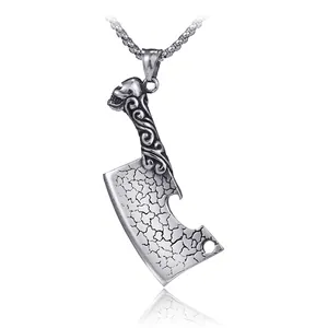Hip hop stainless steel knife necklace with skull handle and beer opener function