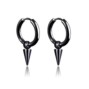 Orecchini a Cerchio con Punta in Acciaio Inossidabile Punk Gothic Minimalista Pendente a Cono per Uomo Donna Gioielli Unisex