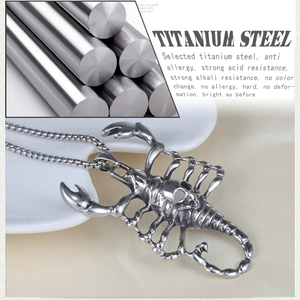 Collier avec pendentif scorpion rétro hip-hop pour homme en acier au titane