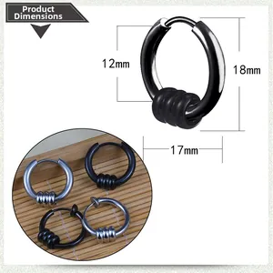 Tabla de tallas detallada para pendientes de aro de acero con 18 mm de diámetro exterior