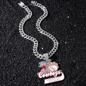 Catena Cuban Link argento con pendente personalizzato del club di baseball Cowboys