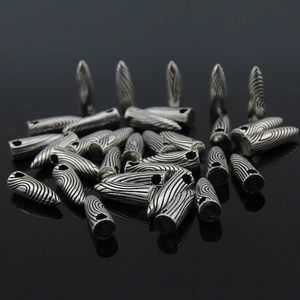Retro Alloy Bullet Shape Pendant DIY Jewelry Accessory Antique Silver Hip Hop Striped Pattern Pendant For Men Women Jewelry