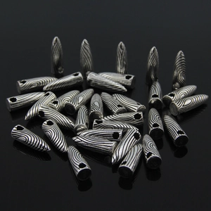 Minimalist S925 sterling silver bullet pendant with spiral stripe texture for DIY jewelry