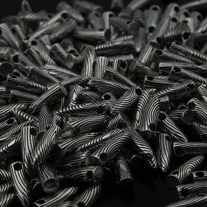 S925 sterling silver bullet pendants with vintage striped texture on black background