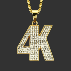 Iced Out 4K Μενταγιόν Κολιέ Επιχρυσωμένο Κράμα Στρας Pave Hiphop Αλφάβητο Κοσμήματα για Άνδρες Nightclub Αξεσουάρ Αλυσίδα Box