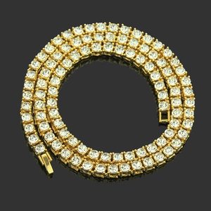 Chaîne tennis 5mm triple rangée en or avec strass étincelants pour hommes