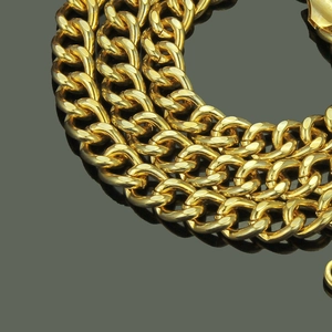 Chaîne cubaine dorée de 12 mm de large avec finition métallique polie pour un style hip-hop chic