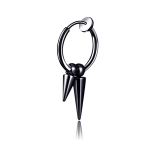 Boucle d'oreille clip en acier noir avec doubles pendentifs pointus style punk