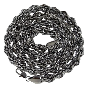 Chunky 10mm gunmetal black rope chain necklace with polished finish and lobster clasp