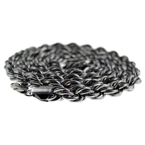 10mm thick gunmetal rope chain necklace in 90cm length with secure lobster clasp