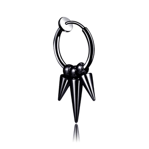Boucle d'oreille clip punk en acier inoxydable noir avec trois pointes verticales