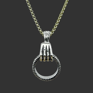 Collier Pendentif Main de Squelette en Alliage de Zinc Rétro Avec Strass Bijoux Gothique Punk Hip Hop pour Hommes Femmes Fête
