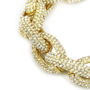 Chaîne cubaine hip-hop dorée avec strass scintillants pour homme et femme tendance