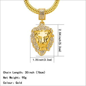 Löwenkopf Anhänger in 18K Goldoptik mit Schlangenkette und Abmessungen für Hip-Hop Stil