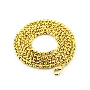 Collier chaîne box classique doré pour hommes et femmes avec fermoir mousqueton solide