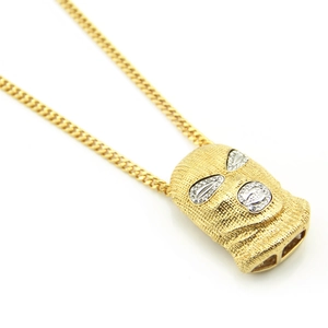 Collana catena cubana oro con ciondolo maschera da sci ghiacciato gioielli hip hop uomo