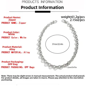 Detailed size chart for silver alloy O-chain pants chain with lobster clasps for men