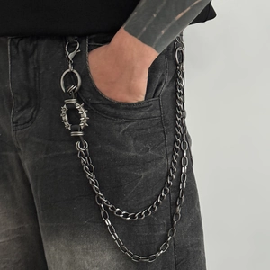Chaîne de pantalon multicouche en métal avec piques style hip hop punk rock pour hommes