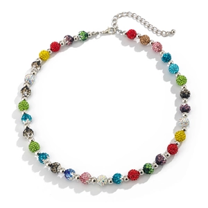 Collier coloré pour hommes avec perles en strass scintillantes et fermoir homard