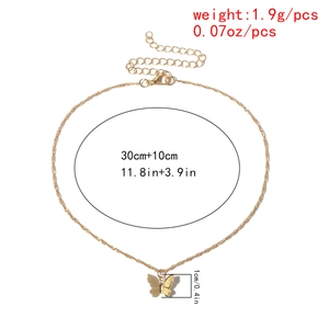 Detailed size specifications for gold butterfly pendant necklace with dimensions and weight