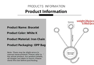 Detailed size chart for punk style slave bracelet with silver multi-chain finger rings