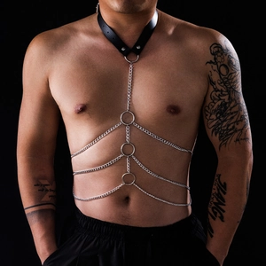 Herren Punk Metall Körperkette Geometrische O-Ring Taillenkette Mehrlagig Hip Hop Schmuck Gurtband Gürtel